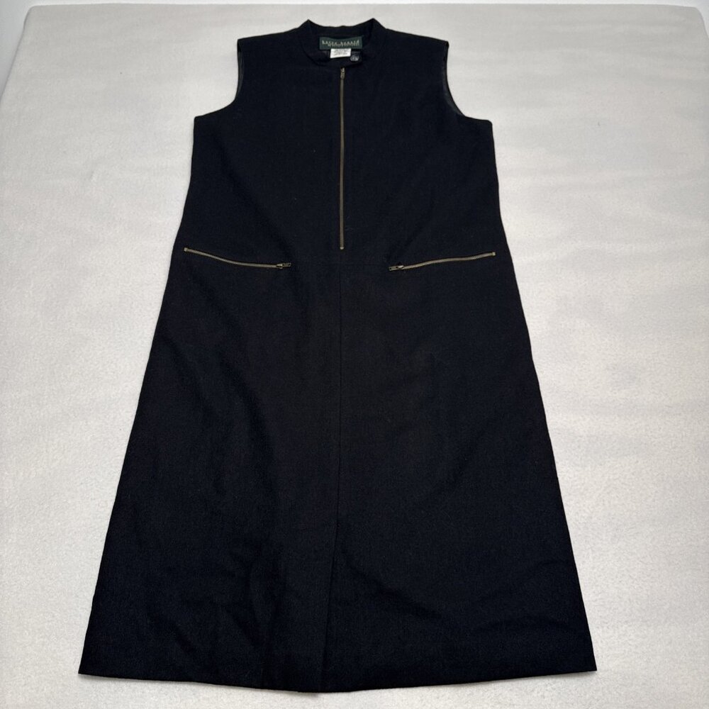 Harve Benard Vintage 98% Wool Black Sleeveless Knee Length Career Dress Size 6